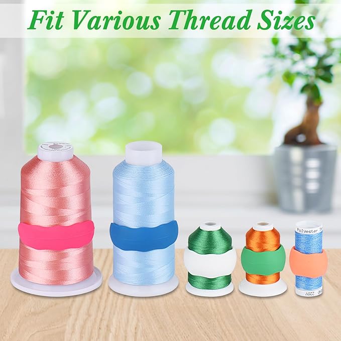 28 Assorted Colors Embroidery Machine Thread with 28 Thread Holder, 500M (550Y) Each Bobbin Polyester Embroidery Threads Kit and Spool Huggers for Sewing & Embroidery Machine- Janome Series 3