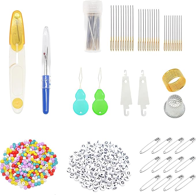 VICOVI Embroidery Thread Kit Including 150 Skeins Embroidery Floss 30 Skeins White & Black Thread 800 Beads 52Pcs Cross Stitch Tools for Friendship Bracelet String DIY