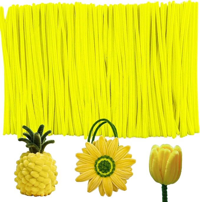 Yellow Pipe Cleaners Artificial Forsythia Flower Wreath Spring Summer Fall Wreath Leaves Wreath for Front Door Wreath Porch Farmhouse Patio Garden Home Decor Craft Supplies,Pipe Cleaners Bulk