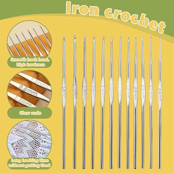 IMZAY 54 Pcs Crochet Hooks Set, 0.6mm-6.5mm Crochet Needles, Crochet Hooks Kit with Storage Case, Ergonomic Knitting Needles Stitch Marker Hand Craft Knitting Accessories for Beginners (Red)