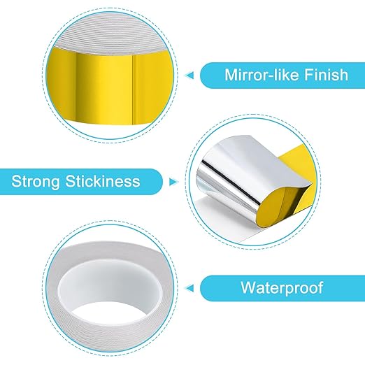 uxcell Metallic Tape, 1.57 in x 164 ft Self Adhesive Metalized Polyester Film Tape Waterproof Shiny Washi Tape for Walls Graphic Arts Gifts Wrapping Crafts Decoration, Gloss Gold