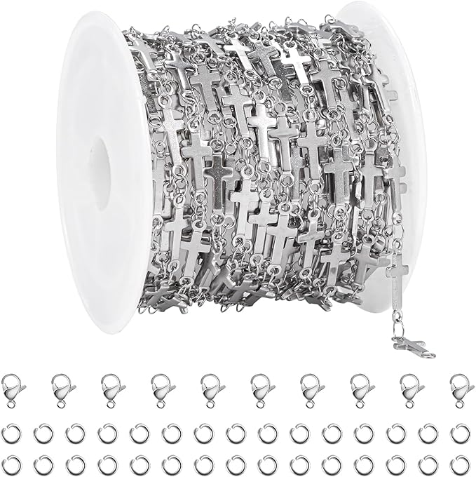 YOUBEIYEE 4 Meters Stainless Steel Jewelry Making Chains Cross Link Chains Bulk for Women Necklace DIY with Jewelry Accessories