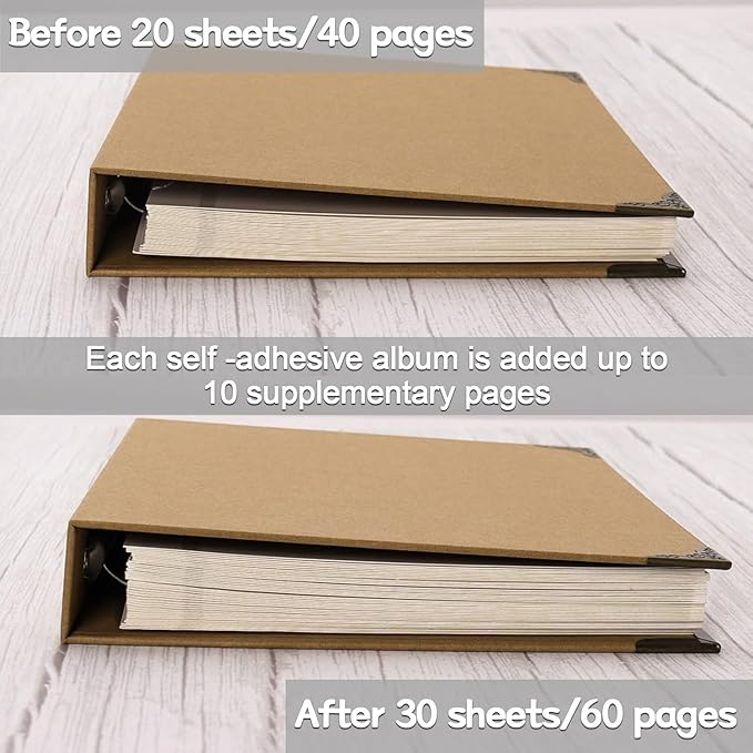 Vienrose Photo Album Refill Pages for 9x10.6 Inch 3 Ring Self Adhesive Photo Album 10 Sheets/ 20 Pages