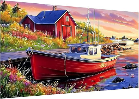 DOTZSO Landscape Diamond Painting Kits for Adults, Easy DIY 5D Round Full Drill Diamond Art kit Diamond Dot Crystal Gem Art and Craft for Beginners Home Wall Decor 12x16 Inches