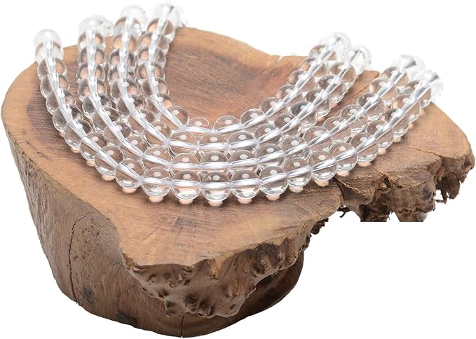 LPBeads 200Pcs Polished 6mm Round Natural Clear Quartz Gemstone Loose Beads with Stretch Cord for Jewelry Making Bracelets