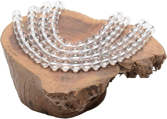 LPBeads 200Pcs Polished 6mm Round Natural Clear Quartz Gemstone Loose Beads with Stretch Cord for Jewelry Making Bracelets