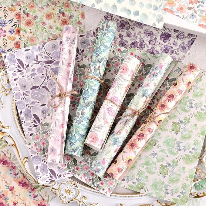 160 Sheets of Pink Flower Scrapbook Paper, journaling Scrapbook Supplies Craft Collage Paper Set, Junk Journal Bullet Journal Poster Room Decor for Card Making Decorative Gifts