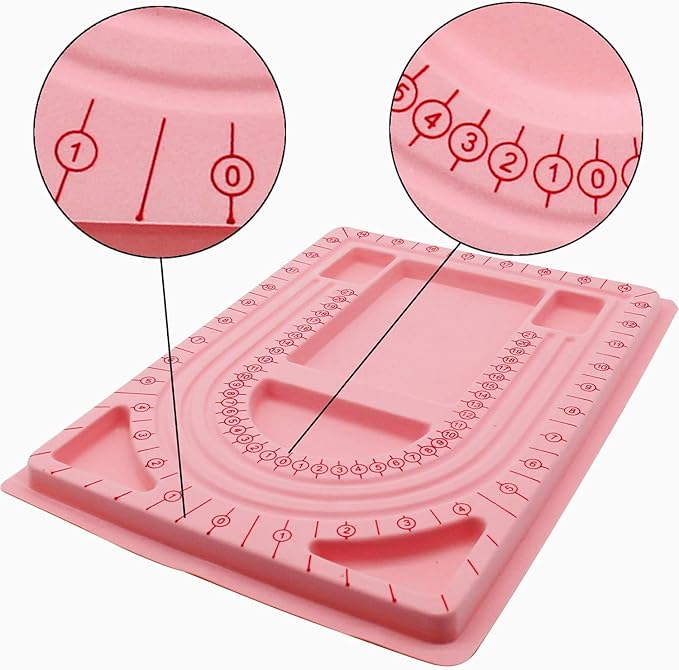 H&W Pink Bead Board with Flock, 9.5 by 12.9-inch, Design Beading Board Tray DIY Craft Tool for Girl and Necklace Beading Jewelry Designer