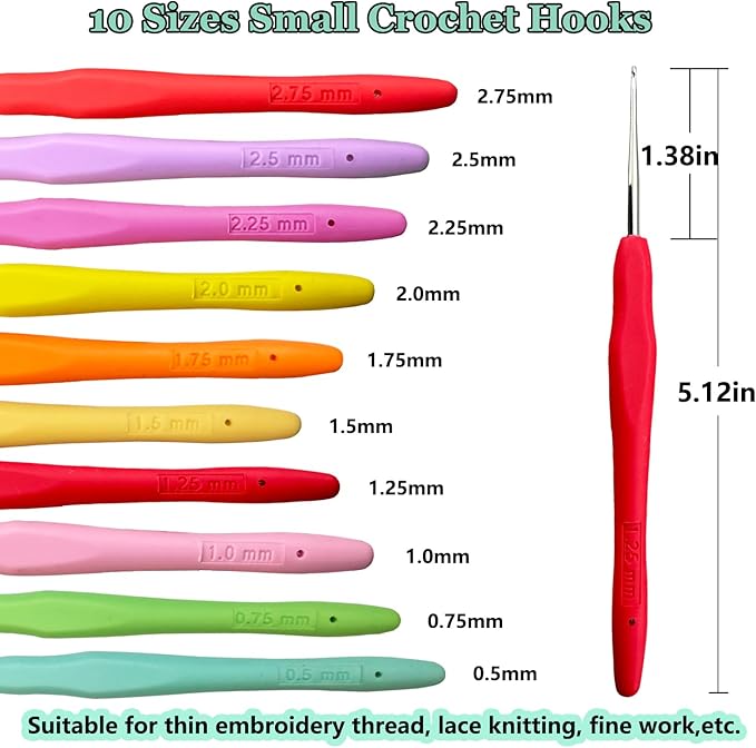 Hobekoee 22 Sizes Crochet Hooks Set with Sky Blue Case,0.5mm-10mm Ergonomic Soft Handle Crochet Hook Needles Set for Arthritic Hands,Complete Crochet Set