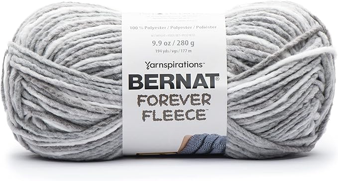 Bernat Forever Fleece Jasmine Yarn - 2 Pack of 280g/9.9oz - Polyester - 6 Super Bulky - 194 Yards - Knitting/Crochet