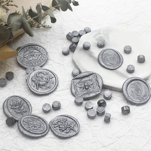 andotopee premium 600pcs silver wax seal beads - octagon wax pellets refill pack for wedding invitation decor, letter envelope seal, diy crafts