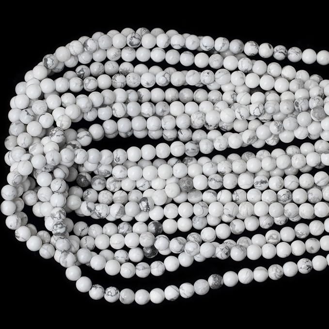 cheavian 6mm 60pcs natural white howlite gemstone round loose stone beads for jewelry making diy crafts design 1 strand 15"