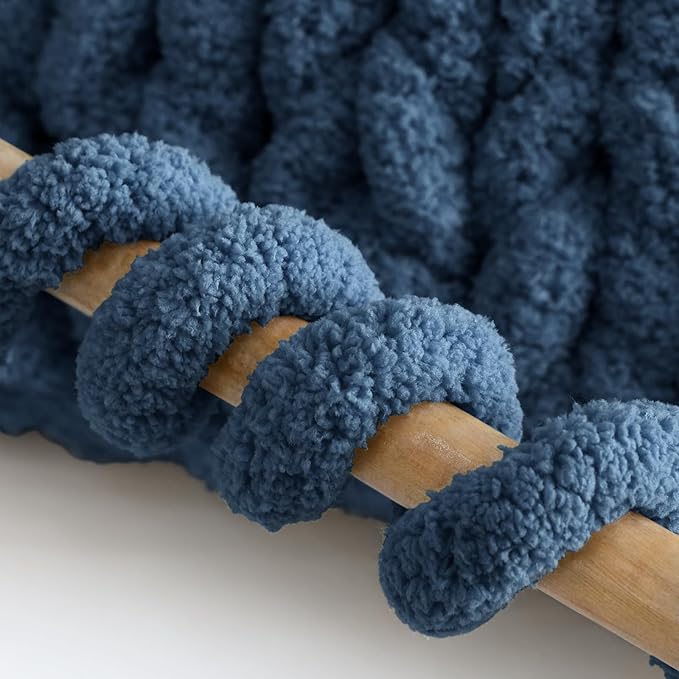 Jumbo Chunky Yarn for Hand Knitting - Super Thick Chenille Chunky Yarn for Crocheting - Extra Soft Bulky Fluffy Blanket Big Yarns 8 Jumbo Pack (27yds,8 oz Each Skein) Blue Teal
