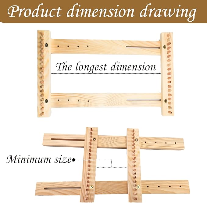 Luxiys Adjustable Tapestry Weaving Loom, Weaving Loom Kit, Wooden Weaving Kit, Small Expandable 3.5in to 11.8in, Great Knitting Looms for Beginners