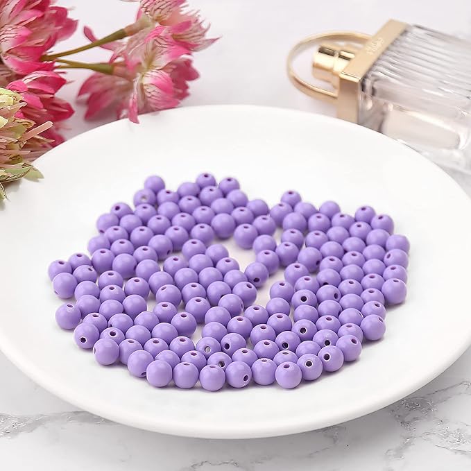 bonny boxx 200pcs 10mm smooth light purple acrylic round beads, plastic resin bubblegum balls chunky gumball beads for necklace and bracelet making, crafting supplies