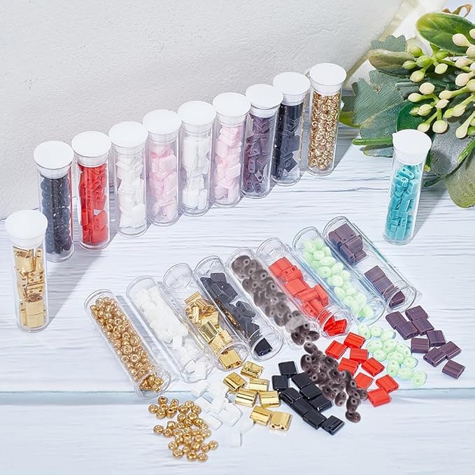NBEADS About 750 Pcs 2-Hole Beads Glass Seed Beads Set, 2 Styles 2-Hole Glass 3 Colors Czech Two-Hole Seed for Bracelet Necklace Earring Jewelry Making