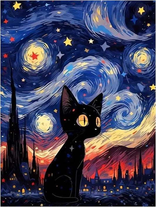 Reivworl Cat Diamond Art Kits for Adults, Cat Diamond Painting Kits, Gem Art Kit for Gifts and Home Interior Decor 12x16 Inch