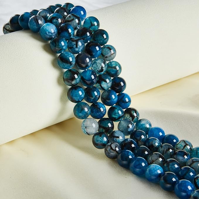 100pcs 8mm blue dragon vein agate beads natural gemstone beads round loose beads for jewelry making