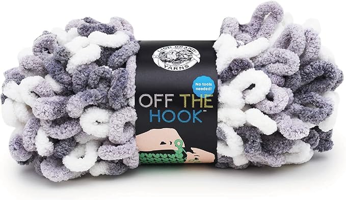 Lion Brand Yarn Off the Hook Yarn, Bulky No-Needle Craft Yarn for Crocheting, Hand-Knitting, 1-Pack, Misty Morning
