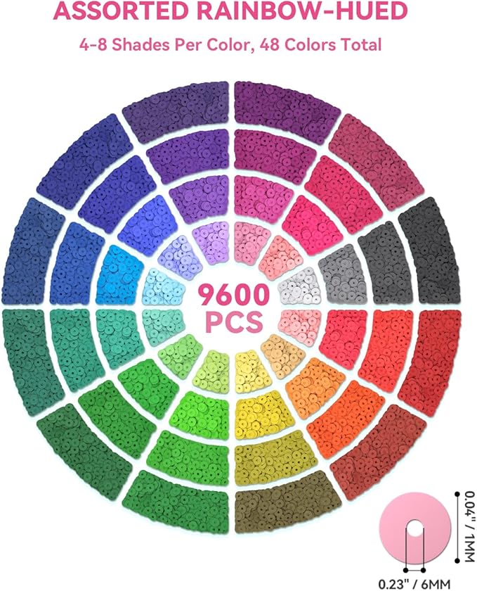 ARTDOT 11000 PCS Assorted Clay Beads for Friendship Bracelets Making Kit, 48 Colors Jewelry Making Supplies Heishi Beads with 7 Styles Letter Beads Set Gifts