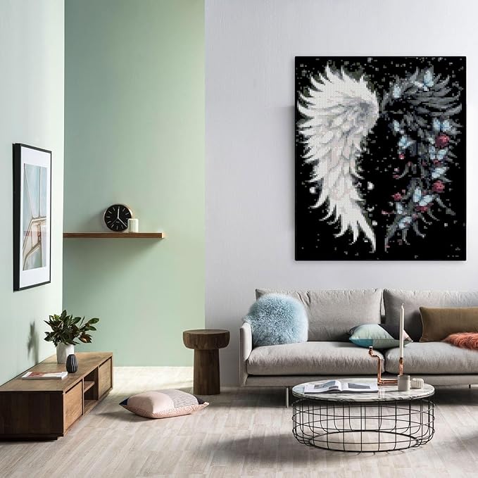 Angel Wings Stamped Cross Stitch Kits for Adults,Colourful Angel Wings Dimensions Cross Stitch Kits Embroidery Kit Arts and Crafts for Beginners 15.7x11.8 inches