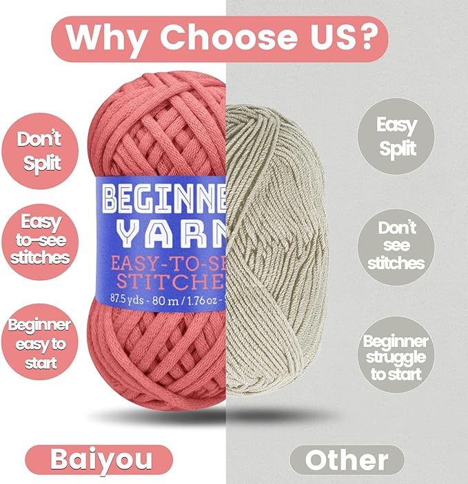 3x50g Beginners Dusty Rose Yarn, 260 Yards Dusty Rose Yarn for Crocheting Knitting, Easy-to-See Stitches, Worsted Medium #4, Chunky Thick Cotton Nylon Blend Yarn Yarn for Crocheting