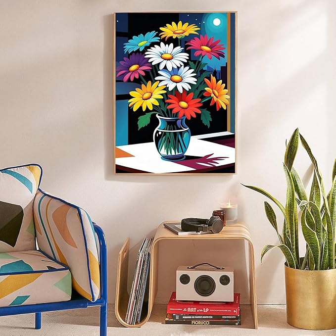 Flowers Stamped Cross Stitch Kits for Adults Beginner, Counted Cross Stitch Kits Printed Stitching Cute Patterns Dimensions Needlepoint Art Crafts Embroidery Kits for Adults