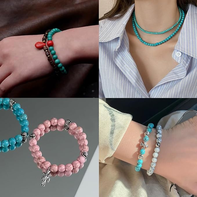 Songxi Stone Beads Bracelet Making Kit 300PCS, 6mm Loose Crystal Gemstone Beads for Bracelet Necklace Earring, DIY Crafts Beads for Jewelry Making for Couples Lovers Adults