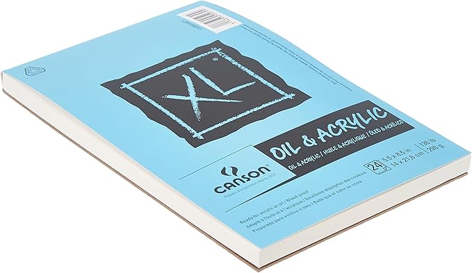 Canson XL Series Oil and Acrylic Paper, Foldover Pad, 5.5x8.5 inches, 24 Sheets (136lb/290g) - Artist Paper for Adults and Students