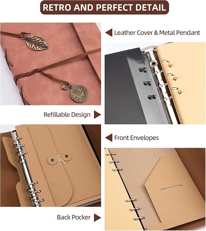 Scrapbook Photo Album 100 Pages, 60 Page Self Adhesive+40 Page Kraft Paper DIY Photo Book for 2x3 3x5 4x6 5x7 Pictures, Leather Memory Book for Wedding Baby Family Travel Birthday Christmas