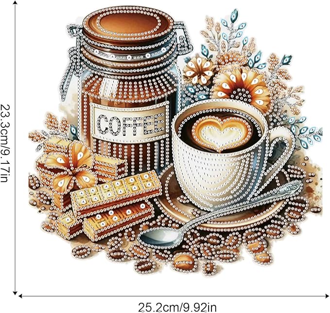 Diamond Art Painting Pendant Kits with Hanging Chain 5D Diamond Art Hanging Kit DIY Diamond Crystal Window Door Hanging Pendant Kit for Adults Gift Wall Home Christmas Decoration 25.2x23.3 cm, Coffee