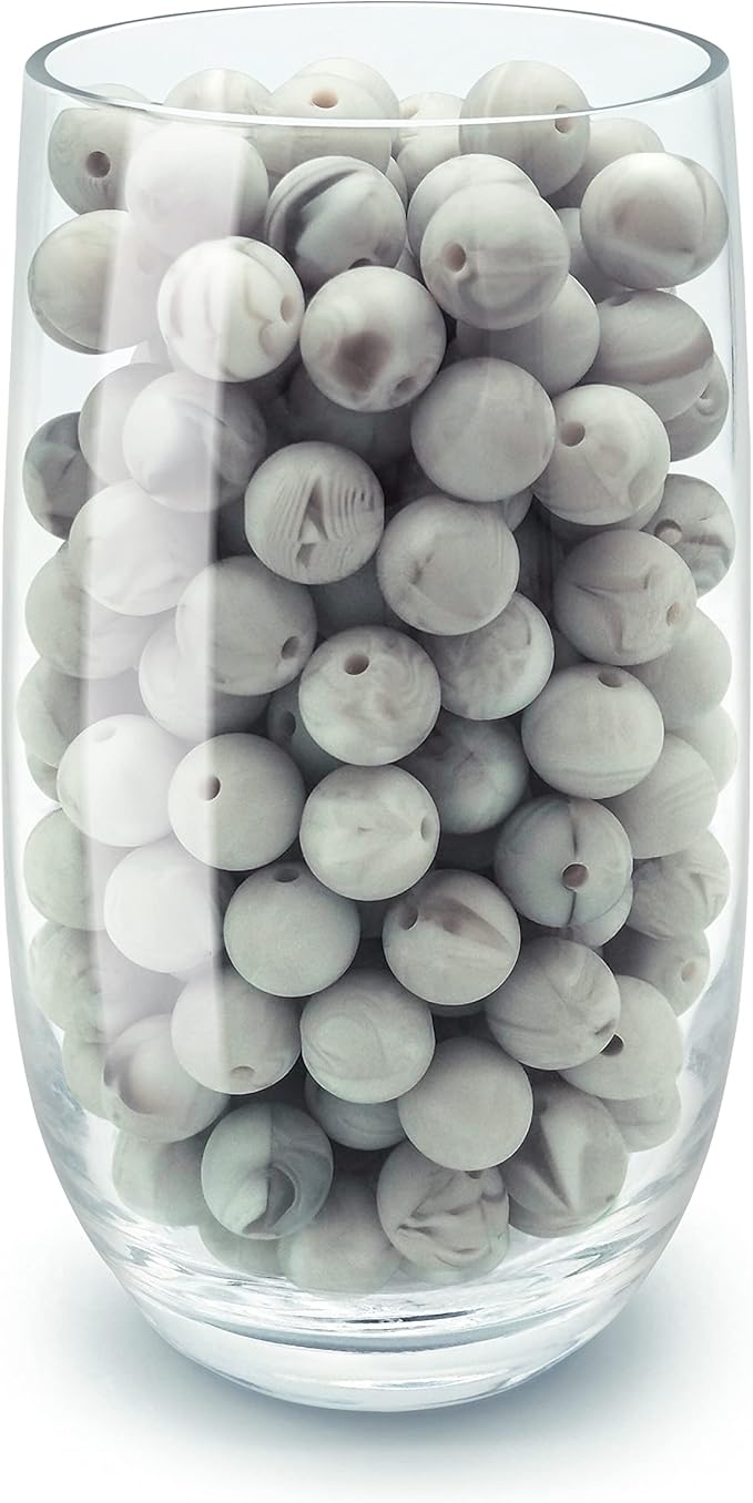 DIYOMR 100Pcs Silicone Beads, Single Color Beads Silicone Round Beads Rubber Craft Beads Bracelet Necklace Beads for Keychain Jewelry Lanyard DIY Crafts Making (12mm,Rock)