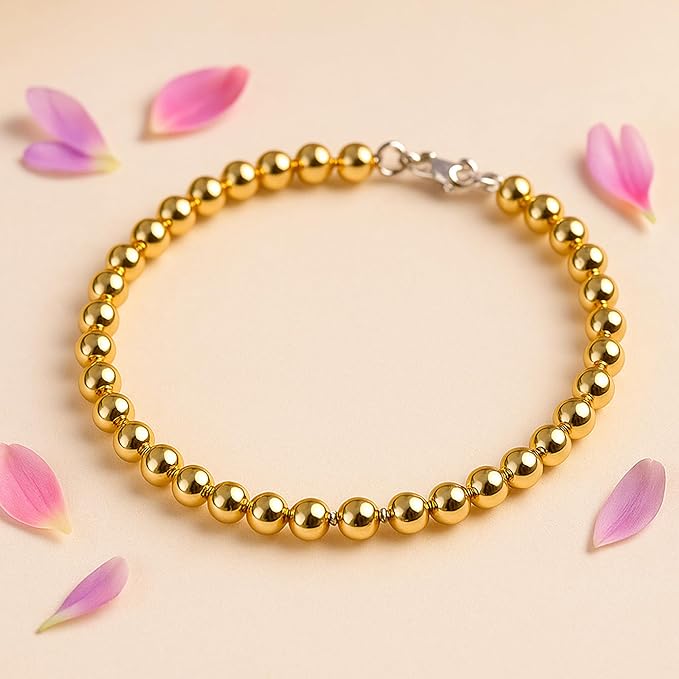 Laopottbeads 2000 Pcs Gold Beads with Oxidation-Resistant Finish, 4mm Round Beads DIY Kit for Bracelets, Earrings, Necklaces & Anklets
