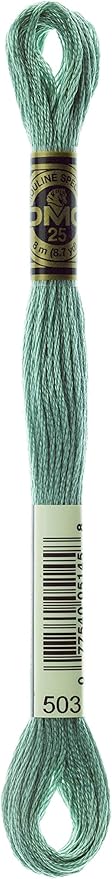 DMC 117-503 Six Stranded Cotton Embroidery Floss, Medium Blue Green, 8.7-Yard