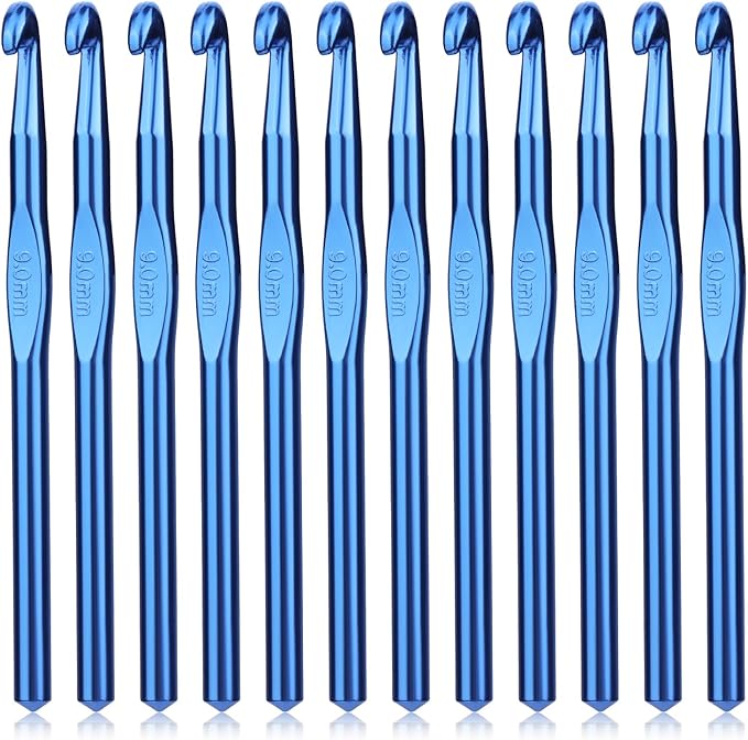 UzecPk 12Pcs 9mm Crochet Hooks, Aluminum Crochet Hook for DIY Craft, Crochet Hook Bulk for Crocheting Yarn Knitting Weave Beginners Women Adults