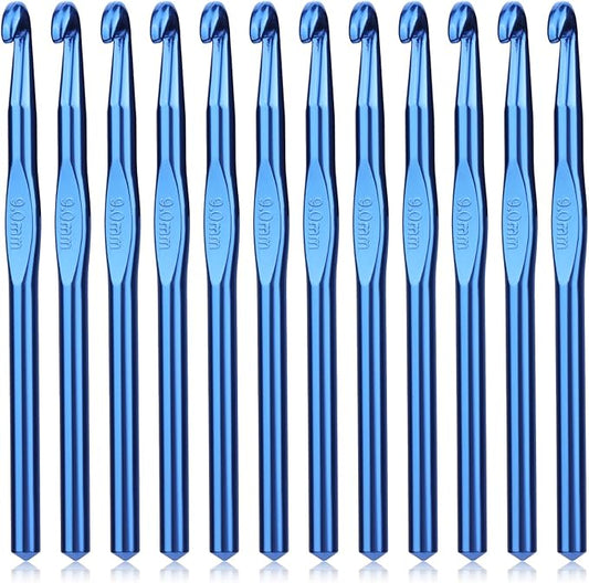 UzecPk 12Pcs 9mm Crochet Hooks, Aluminum Crochet Hook for DIY Craft, Crochet Hook Bulk for Crocheting Yarn Knitting Weave Beginners Women Adults