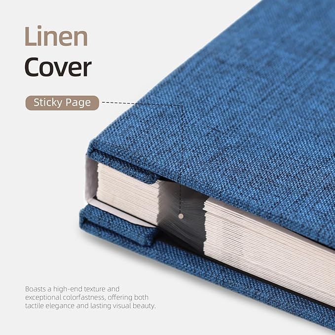 Vienrose Large Photo Album Self Adhesive for 4x6 5x7 8x10 Pictures Scrapbook Album DIY Scrap Book 40 Sticky Pages with A Metallic Pen