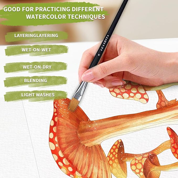 Watercoloring Book, A4 Water Coloring Book Paint Book Beginner Friendly - Watercolor Coloring Books for Adults, 12 Pre-Printed Designs on 180GSM Cold Press Paper, (Without Paint or Brushes) - Nature