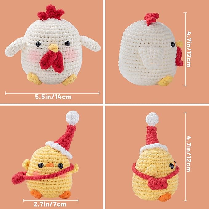 EOKPHULL Crochet Kit for Beginners, Easy DIY Crochet & Knitting Kit for Adults with Step-by-Step Video Tutorials, Yarns, Stuffing, Crochet Hook and Accessories, Crochet Craft Set