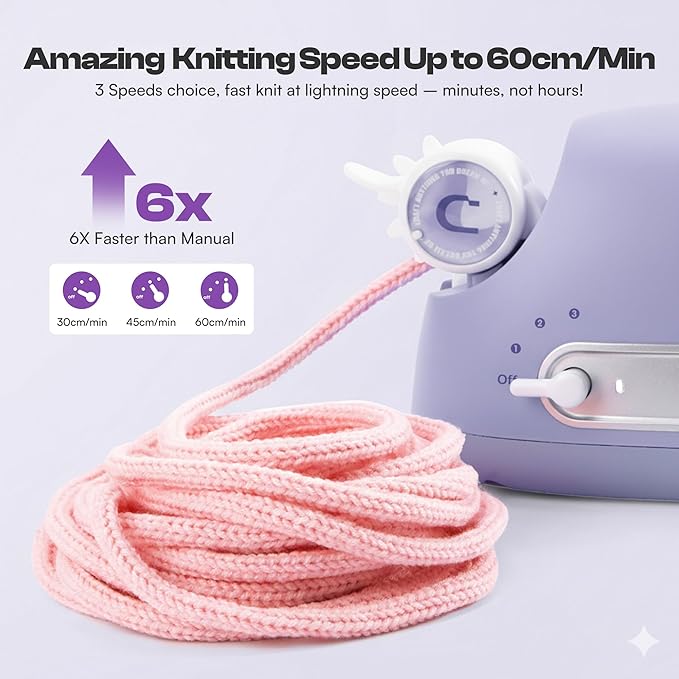 Caydo Automatic i Cord Knitting Machine Pro, Electric iCord Knitter for Fast DIY Handmade Crafts, Hands-Free Yarn Knitter to Make Flower Handicrafts & Romantic Gift, Ideal Present for Crocheters