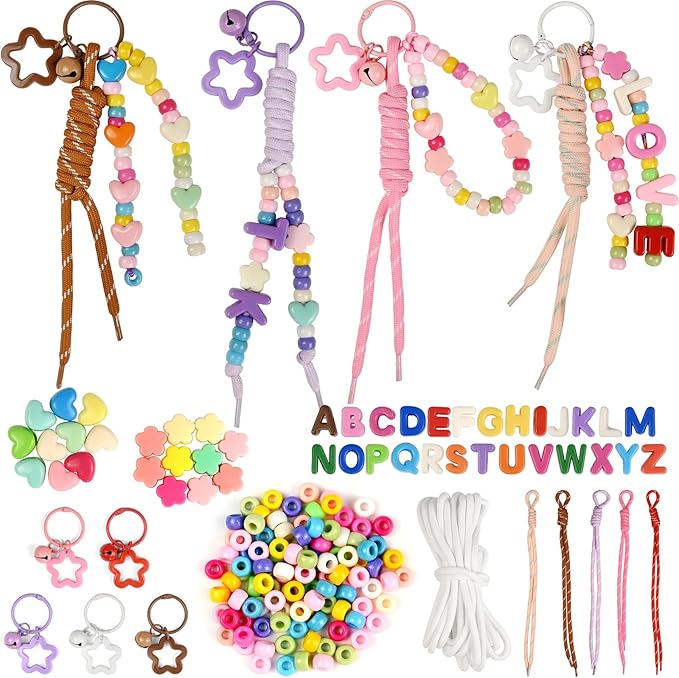 VvLons 183 Pcs Paracord Keychain Making Kit, 52 Pcs 20mm Large Alphabet Beads