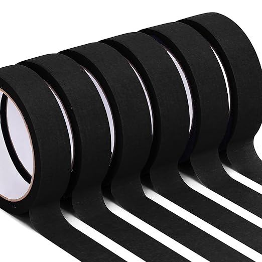 HongWay Masking Tape 1 Inch, 6 Rolls x 22yd (132yds in Total) Painters Tapes for Painting Labeling Arts Crafts, Easy Removal, No Residue (0.94inBlack)