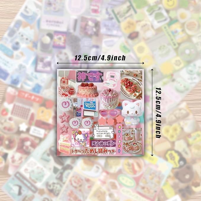 600+ Pcs Kawaii Food Stickers - 30 Sheets Cute Decals for Journals, Planners, Water Bottles & Scrapbooking - Acid-Free Vinyl Prayer Board Supplies-Vision Board Supplies(Green)
