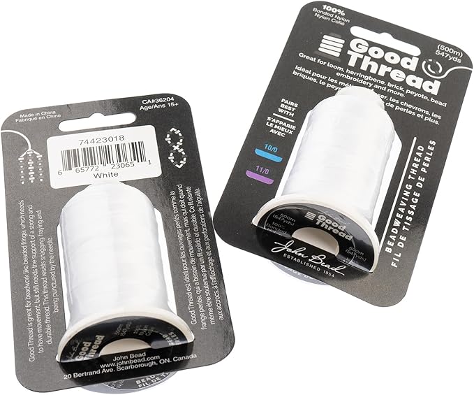John Bead Good Thread 500m Spool White Bonded Nylon Thread | Beading Thread for Jewelry Making | Durable Nylon Thread for Craft Projects | Bead Weaving Thread | Bead Making Thread