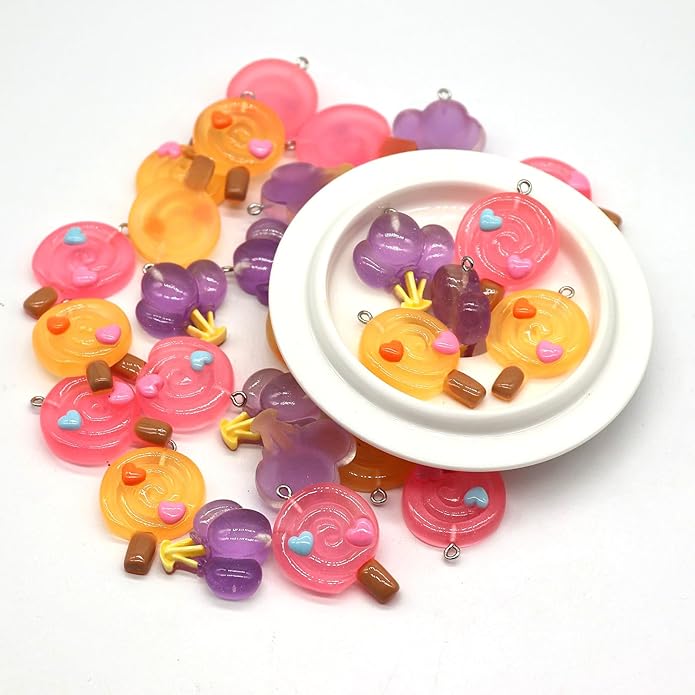 Resin Ice Cream Flower Dice Pendant Charms Colorful DIY Pendant Making Charm for Bracelet Necklace Earrings Keychain Craft