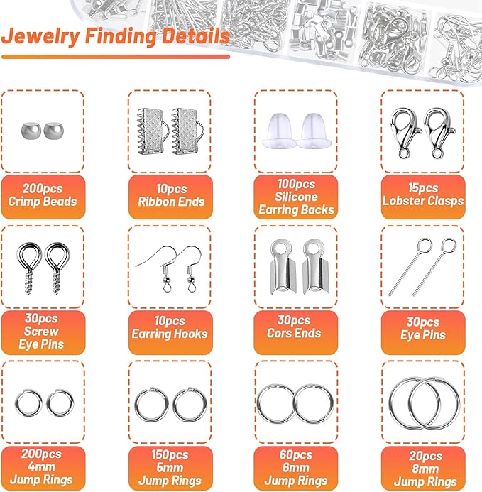 Audab Jewelry Wire Wrapping Jewelry Making Supplies Kit, Ring Sizer Measuring Tools Kit with Tools, Ring Craft Wires, Jewelry Findings for Rings Repair