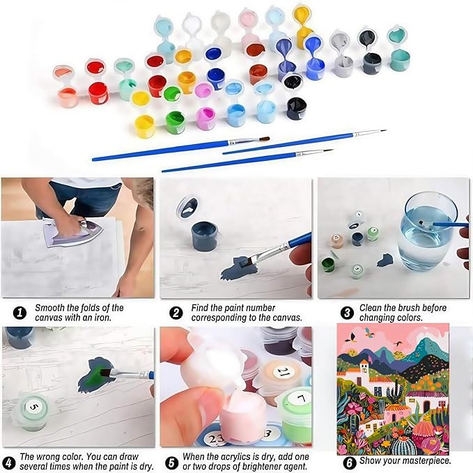 BYGFHLYW Paint by Numbers Kit for Adults Beginners, Wildflower Mountains Landscape Adult Paint by Number Kits On Canvas, DIY Nature Acrylic Oil Painting Kits for Home Wall Decor 16x20Inch