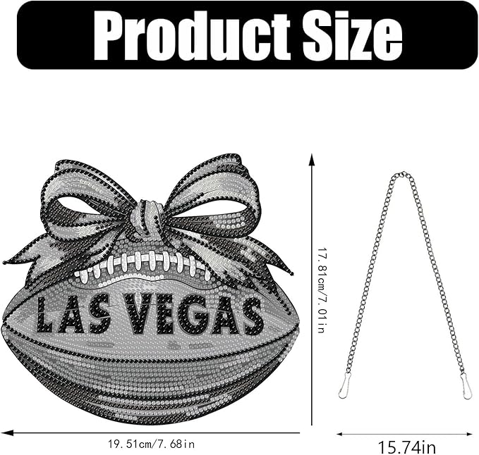 Rertcioph Football Diamond Art Hanging Kit for Adults, DIY Acrylic 5D Diamond Painting Hanging Ornament for Las Vegas Home Wall Decor and Gift
