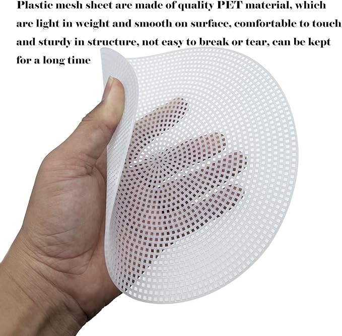 Allazone 58 PCS Mesh Plastic Canvas Sheets 5 Size Round Clear Plastic Canvas for DIY Crafts Embroidery Cross Stitch, Acrylic Yarn Crafting, Knit and Crochet Projects