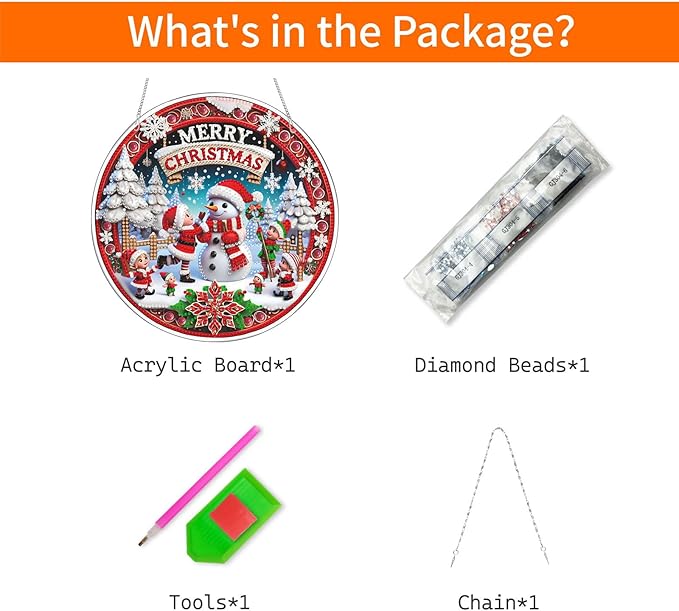 VODAPYC Christmas Diamond Art Hanging Kit for Adults, DIY Double Sided Special Shaped Diamonds Art Window Door Sign for Home Decor(Merry Christmas)